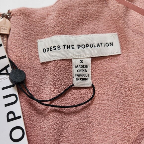 Dress The Population Mira Mini Dress S Ruffle Hem Blush Pink Bodycon NWT - Picture 7 of 12
